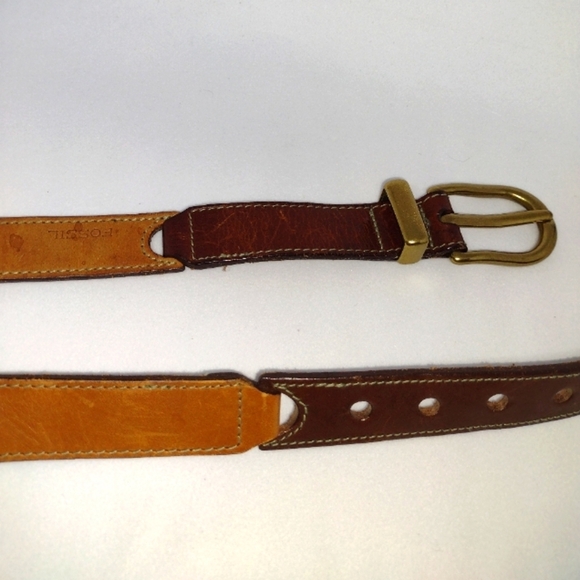 Fossil Leather Belt segmented Three tone size Women's Small - Picture 5 of 8